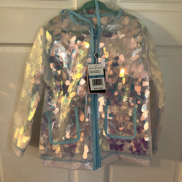 Andy & Evan Neiman Marcus Blue Sequin Rain Coat 3T @mariacople1 - Picture 3 of 9